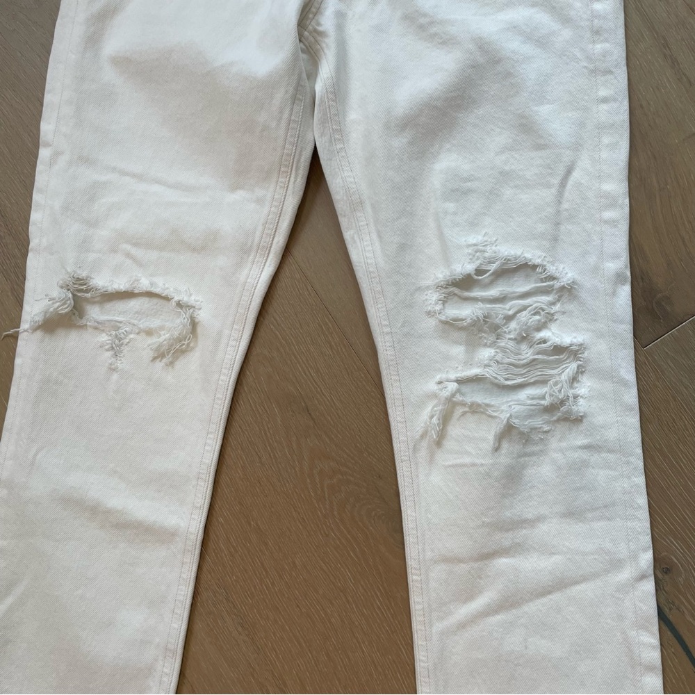 Agolde High Waisted Straight Leg White Denim with Button Fly Size 27 - Picture 9 of 11